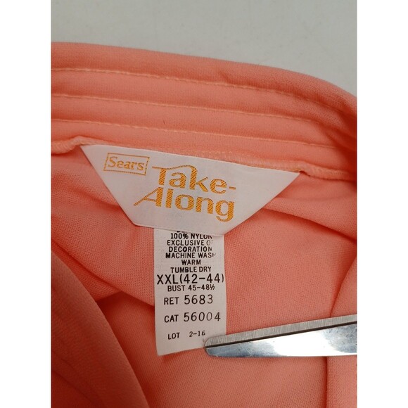 Take-Along Sears House Coat Full Length XXL 42-44 Union Made Zip USA Peachy Pink - Picture 7 of 8